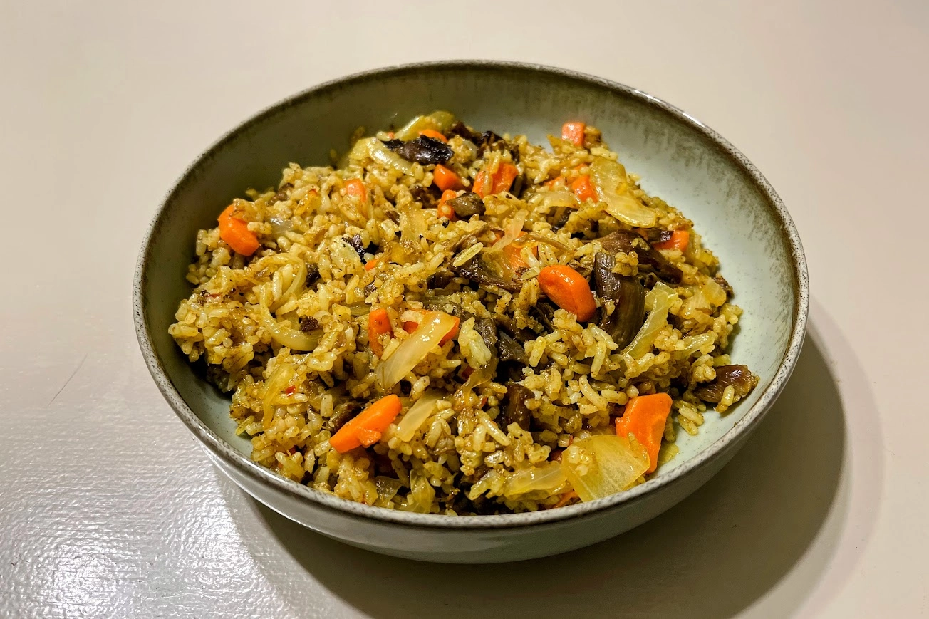 Maradék kacsából készült zöldséges rizs