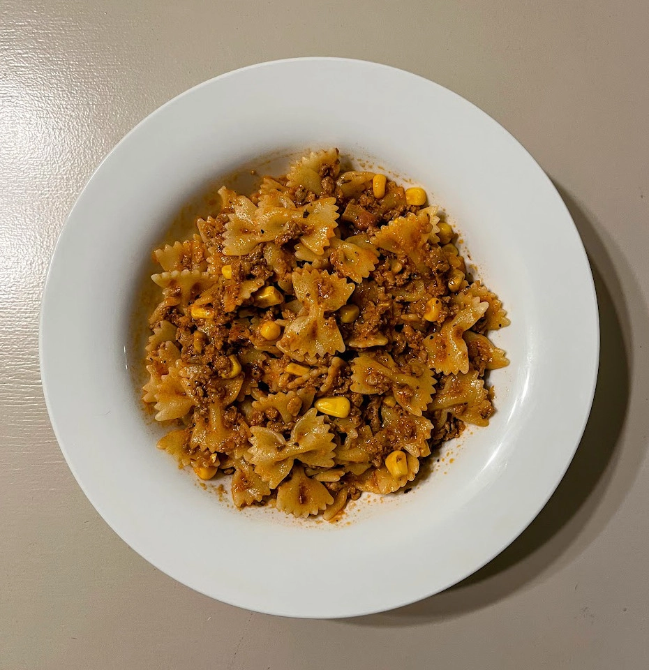 Paradicsomos-kukoricás darált húsos tészta